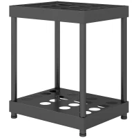 Outsunny Organizador de Ferramentas de Jardim Suporte de Ferramentas de Jardim 16 Compartimentos em 2 Níveis 42x33x50 cm Preto(m-7)
