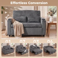 HOMCOM 2 Seater Sofa Bed, Pull Out Sleeper Sofa w/ Adjustable Backrest, Storage Armrests, Cup Holders, Side Pockets, Dark Grey(m-4)