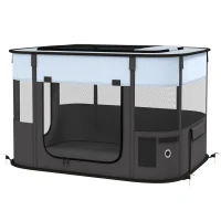 PawHut Cercado dobrável para cão gato pequenos animais em tecido Oxford com arrumação 84 x 64 x 53 cm cinza e preto(m-13)