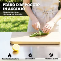 Outsunny Carrello Barbecue da Esterno con Piano in Acciaio Inossidabile, Porta Spezie, Ganci e Maniglia Laterale, Nero(m-4)