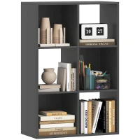 HOMCOM Bibliotecă Modernă Modulară cu 6 Compartimente din PAL, Maro(m-11)