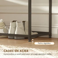HOMCOM Table Console en Acier 2 Étagères Design Moderne pour Salon Entrée Couloir 100 x 30 x 87 cm Noir(m-5)