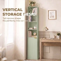 HOMCOM Bookcase Adjustable Shelf Bookshelf Anti-Tip Hardware 6-Tier Storage Cabinet Light Green(m-5)