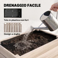 Outsunny Letto per Orto Rialzato con 4 Vasi Portapiante da 50x30x60cm, in Legno Colore Naturale(m-6)