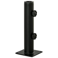 Outsunny Soporte de Parasol para Suelo de Cemento con 2 Botones de Bloqueo y 4 Tornillos de Expansión Base de Sombrilla para Palo de Paraguas de 34/38/48mm 12x12x30 cm Negro(m-11)