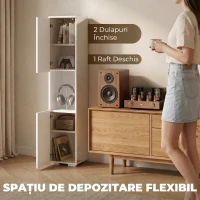 HOMCOM Dulap Multimedia Slim cu 5 Rafturi Reglabile, Alb(m-4)