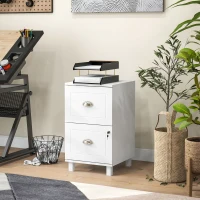 HOMCOM Archivador con Cerradura y 2 Cajones Barras Ajustables para Carpetas A4 y Carta Diseño Compacto 40x41,5x67,5 cm Blanco(m-10)