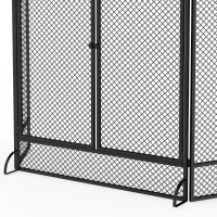 HOMCOM Pare-feu de Cheminée Pliable 3 Panneaux, 2 Portes, Style Moderne, Pare-Étincelles Cheminée en Métal, 122x10x75cm, Noir(m-13)