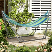 Outsunny Supporto con Amaca Autoportante Pieghevole in Cotone e Acciaio, 270x100x94cm(m-10)