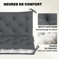 Outsunny Coussin de banc matelas assise dossier pour banc de jardin coussin balancelle canapé 3 places gris(m-5)