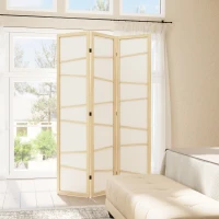 HOMCOM Wooden Folding Privacy Screen, 3 Panel Room Divider for Bedroom, Natural Wood Finish(m-10)