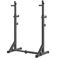 SPORTNOW Supporto per Bilanciere con Altezza e Larghezza Regolabili in Acciaio ed EVA, 60-87x65x121-158cm, Nero(m-11)