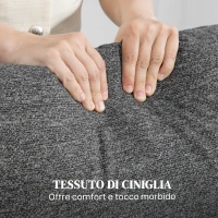 HOMCOM Divano 3 Posti Reclinabile in maniera Indipendente con Rivestimento in Ciniglia Grigia, 179x91x98 cm(m-4)