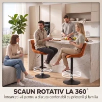 HOMCOM Set de 2 Scaune de Bar, Bază din Metal, Maro-Portocaliu(m-7)