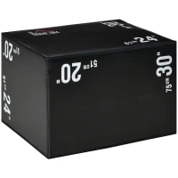HOMCOM Cajón de Salto 3 en 1 con Cremallera y 3 Alturas Diferentes Carga 120 kg para Casa Oficina Gimnasia  75x51x61 cm Negro(m-11)