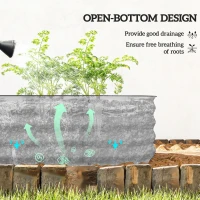 Outsunny Galvanised Raised Garden Bed, Metal Planter Box with Safety Edging, for Flowers, Herbs, Succulents, Silver(m-5)
