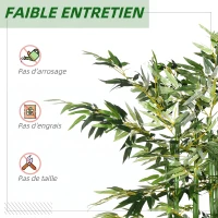 HOMCOM Bambou Artificiel 180 cm, Feuilles Réalistes et Pot en Bois de Pin, Facile à Nettoyer, pour Maison Bureau, Vert(m-5)