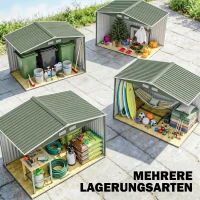 Outsunny Geräteschuppen mit Schiebetüren 2,77 x 1,95 x 1,92cm Metall Hellgrün(m-7)