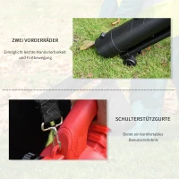 Outsunny 3-In-1 Elektro Laubsauger Laubbläser 3000 W Elektro-Vakuumgebläse Elektro-Laubbläser Gartenblattgebläse mit 45-Liter Fangsack Kunststoff Rot+Schwarz 118 x 17 x 34 cm(m-5)