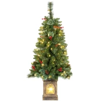 HOMCOM Künstlicher Weihnachtsbaum 120 cm Tannenbaum künstlich mit 100 LED Beleuchtung, 8 Modi, 214 Spitzen(m-1)