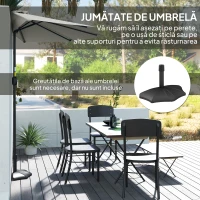 Outsunny Umbrela Semicirculara de Perete pentru Gradina cu Deschidere cu Manivela din Poliester, Gri 269x138x236cm(m-5)