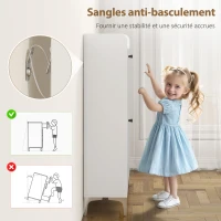 HOMCOM Meuble à chaussures 16 paires, armoire à chaussures avec 2 tiroirs rabattables, étagères réglables, 80x24x101cm, blanc(m-8)