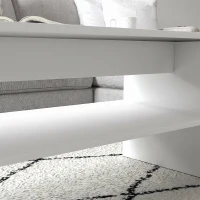 HOMCOM Masă de Cafea Modernă din Lemn cu 2 Niveluri și Raft Deschis, 100x40x41,5 cm, Alb(m-9)