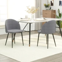 HOMCOM Lot de 2 chaises salle à manger chaise de cuisine scandinave chaise en velours rembourrée avec pieds effilés en métal, pour salon, salle à manger, gris(m-2)