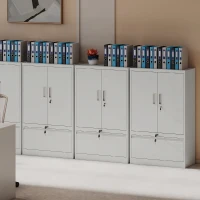 HOMCOM Dulap de Birou din Oțel cu Raft Interior Reglabil și Sertar, 80x40x130 cm, Alb(m-9)