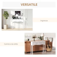 HOMCOM Tavolo Consolle Moderno da Ingresso in MDF con 3 Cassetti, 100x32x85 cm, Bianco(m-5)