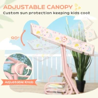 AIYAPLAY Kids Garden Swing Chair with Adjustable Canopy, Safety Belt, 2 Seater Hammock Swing Bench for Patio, Porch, Pink(m-5)