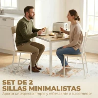HOMCOM Juego de 2 Sillas de Comedor Sillas de Cocina con Respaldo Inclinado Estructura Metálica Natural(m-4)