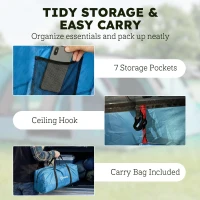 Outsunny 4 Person Easy Setup Family Camping Tent with 2 Rooms, Waterproof Tunnel Tent w/ Sewn In Groundsheet, Sky Blue & Grey(m-8)