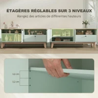 HOMCOM Meuble TV 120 cm, meuble télé pour téléviseur jusqu'à 36 pouces avec 2 portes, tiroir, compartiment ouvert, vert clair(m-5)