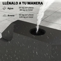 Outsunny Set de 4 Piezas Soporte de Parasol Base para Sombrilla Terreza o Jardín Rellenable de 80 kg de Agua o 120 kg de Arena Estable 100x100x9,5 cm Negro(m-5)