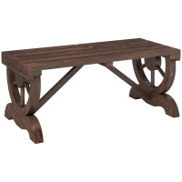Outsunny Gartenbank Holz Wetterfest Sitzbank Gartenmöbel Rustikale Bank Natur 98 x 50 x 39,5 cm
