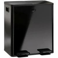 HOMCOM 2 x 20 L Doppelmülleimer, Pedalöffnung, leicht zu reinigen, Edelstahl, Kunststoff, Schwarz(m-12)