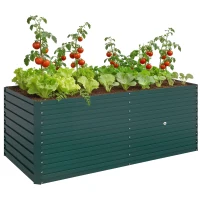 Outsunny Jardinière surélevée galvanisée rectangulaire pour l'extérieur - fond ouvert - 160 x 80 x 60 cm, vert(m-11)