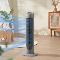 HOMCOM Tower Fan for Bedroom Cooling, 75cm Electric 70° Oscillating with 3 Speed Settings, Standing Floor Fan, Grey(m-10)