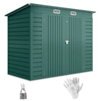 Outsunny Magazie pentru unelte cu 2 orificii de aerisire și zăvor, din oțel, 249x121x183 cm, verde(m-11)