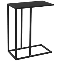 HOMCOM Tavolino da Salotto Alto e Industriale a forma di C in Acciaio, 46x26x60 cm, Nero(m-1)
