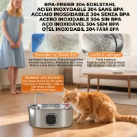 PawHut Fântână pentru pisici de 7L cu lumină LED și perie, din oțel inoxidabil 304, 32x22,1x22,3 cm, argintiu(m-4)