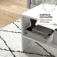 HOMCOM Masă de Cafea Modernă din Lemn cu 2 Niveluri și Raft Deschis, 100x40x41,5 cm, Alb(m-8)