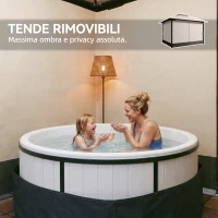 Outsunny Gazebo da Giardino 3x3.6 m con Doppio Tetto, Tende e Zanzariera, in Metallo e Poliestere Cachi(m-6)