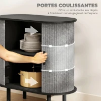 HOMCOM Buffet salon, meuble de rangement ovale avec 2 portes coulissantes et 2 compartiments, 80 x 40 x 78 cm, gris(m-5)