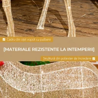 Outsunny Decorațiune de Crăciun pentru Exterior în Formă de Ren cu 137 de Lumini LED pentru Casă și Grădină, Culoare Aurie(m-6)