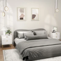 HOMCOM Pack de 2 Mesillas de Noche Dormitorio con 2 Cajones y Patas de Acero Estilo Moderno 40x35x50 cm Blanco(m-10)