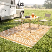 Outsunny Tapis d'extérieur réversible imperméable motifs géométriques pour jardin, terrasse, balcon - dim. 121L x 182l(m-15)