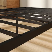 HOMCOM 4ft Small Double Bed Frame with Underbed Storage and Steel Slat Support, 32.5 cm Height, Noise-Free, Black(m-12)