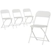 HOMCOM Set 4 Sedie Pieghevoli con Fori di Drenaggio in Plastica e Metallo, 45x49x79.5 cm, Bianco(m-1)